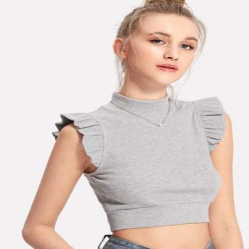IzzyWork - SHEIN Top🌹SHEIN Top 🤍💐De canalé de sisa fruncido de cuello alto 🎁👚🌻💄📍 Cusco